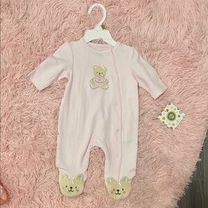 Little Me Pink Bear Footie Onesie